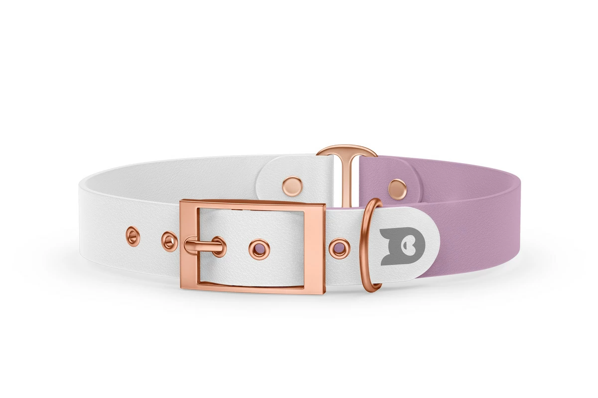 Duo-Halsband für Hunde: Weiß & Flieder mit Rosegold-Komponenten