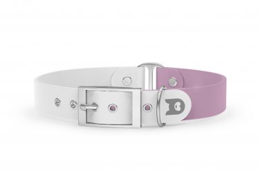 Duo-Halsband für Hunde: Weiß & Flieder mit Silber-Komponenten