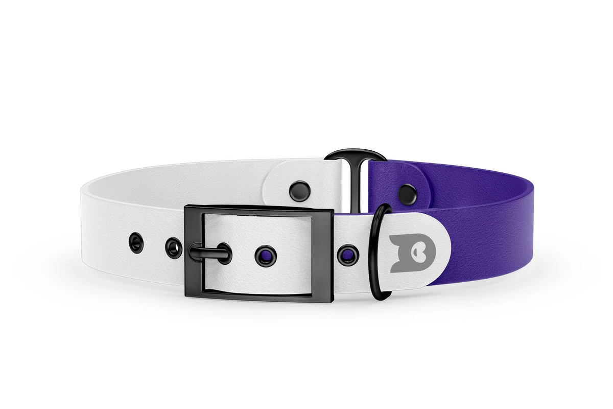 Duo-Halsband für Hunde: Weiß & Violett mit Schwarz-Komponenten