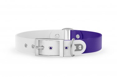 Duo-Halsband für Hunde: Weiß & Violett mit Silber-Komponenten