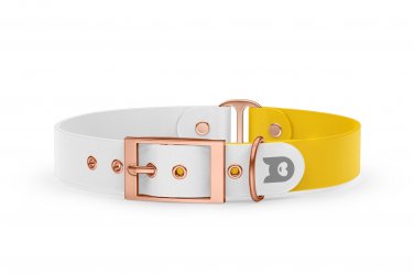 Duo-Halsband für Hunde: Weiß & Gelb mit Rosegold-Komponenten