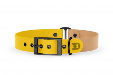 Duo-Halsband für Hunde: Gelb & Hellbraun mit Schwarz-Komponenten