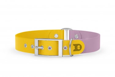 Duo-Halsband für Hunde: Gelb & Flieder mit Silber-Komponenten