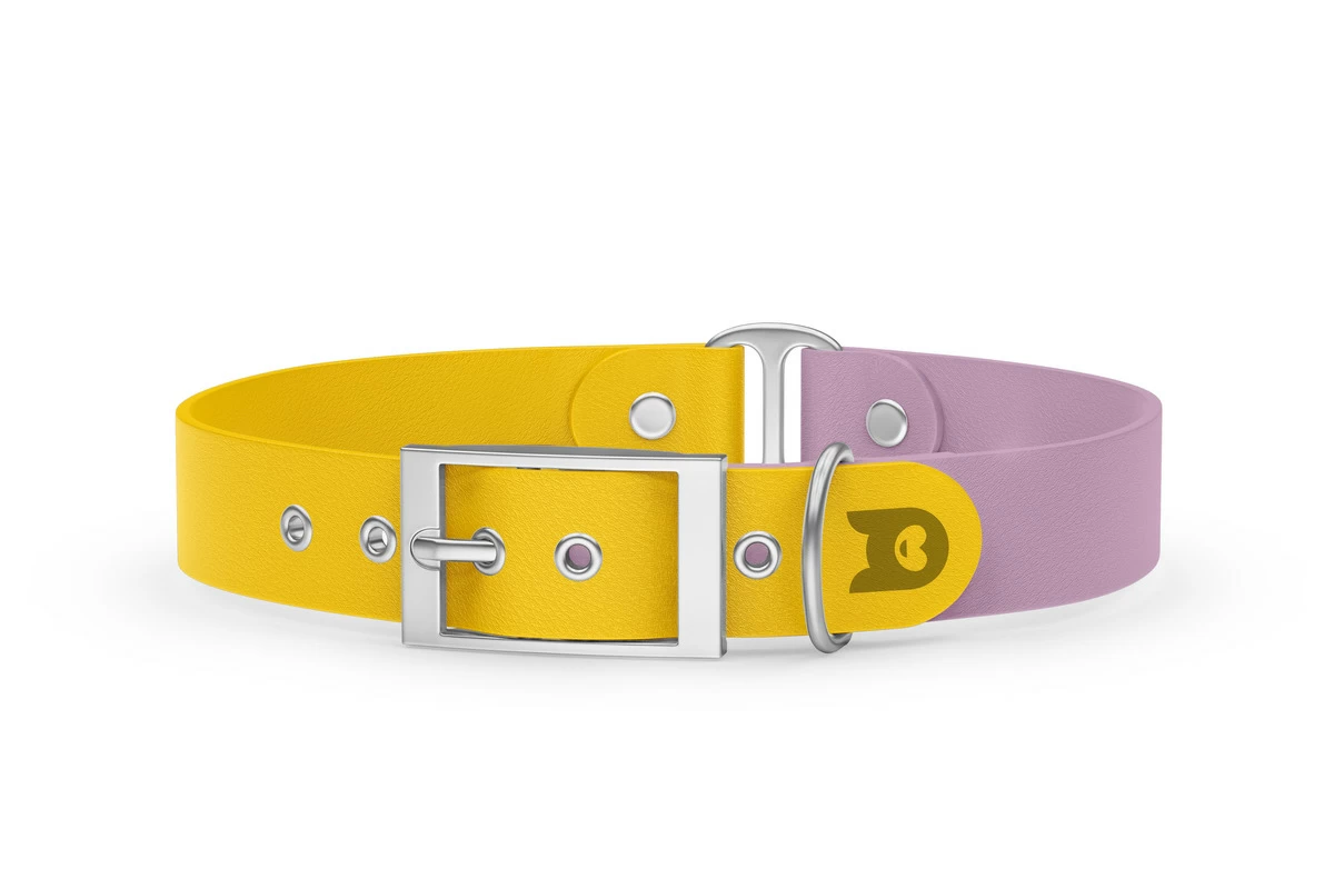 Duo-Halsband für Hunde: Gelb & Flieder mit Silber-Komponenten