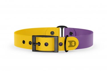 Duo-Halsband für Hunde: Gelb & Purpur mit Schwarz-Komponenten