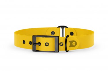 Duo-Halsband für Hunde: Gelb & Gelb mit Schwarz-Komponenten