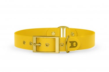 Duo-Halsband für Hunde: Gelb & Gelb mit Gold-Komponenten