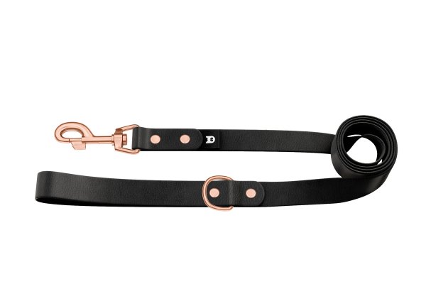 Basis-Leine für Hunde: Schwarz mit Komponenten aus Rosegold