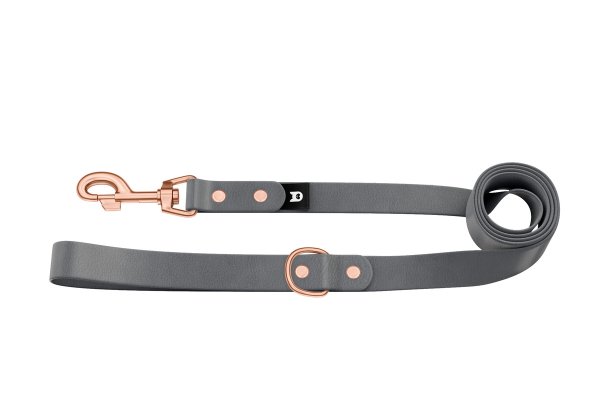 Basis-Leine für Hunde: Grau mit Komponenten aus Rosegold