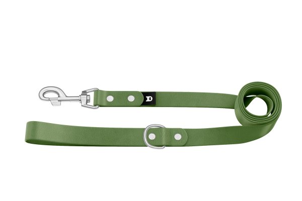 Basis-Leine für Hunde: Oliv mit Komponenten aus Silber