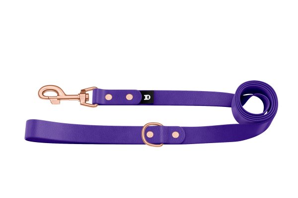 Basis-Leine für Hunde: Violett mit Komponenten aus Rosegold