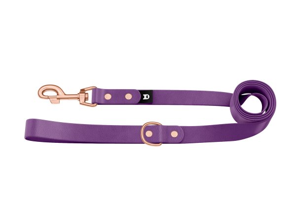Basis-Leine für Hunde: Purpur mit Komponenten aus Rosegold