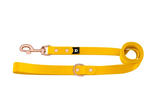 Basis-Leine für Hunde: Gelb mit Komponenten aus Rosegold