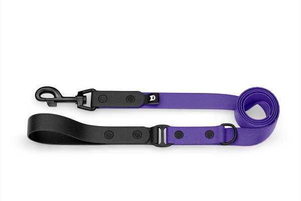 Duo-Leine für Hunde: Schwarz & Violett mit Komponenten aus Schwarz
