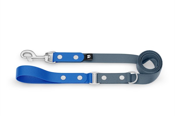 Duo-Leine für Hunde: Blau & Petrol mit Komponenten aus Silber