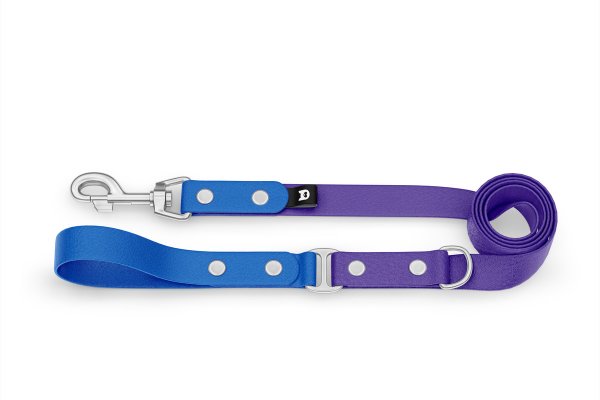 Duo-Leine für Hunde: Blau & Purpur mit Komponenten aus Silber