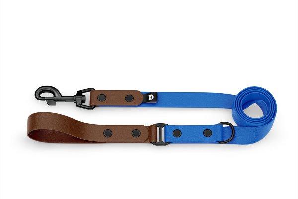 Duo-Leine für Hunde: Dunkelbraun & Blau mit Komponenten aus Schwarz