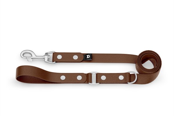 Duo-Leine für Hunde: Dunkelbraun & Dunkelbraun mit Komponenten aus Silber