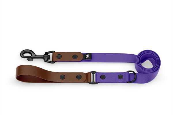Duo-Leine für Hunde: Dunkelbraun & Purpur mit Komponenten aus Schwarz