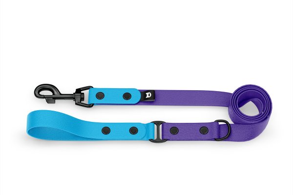 Duo-Leine für Hunde: Hellblau & Violett mit Komponenten aus Schwarz