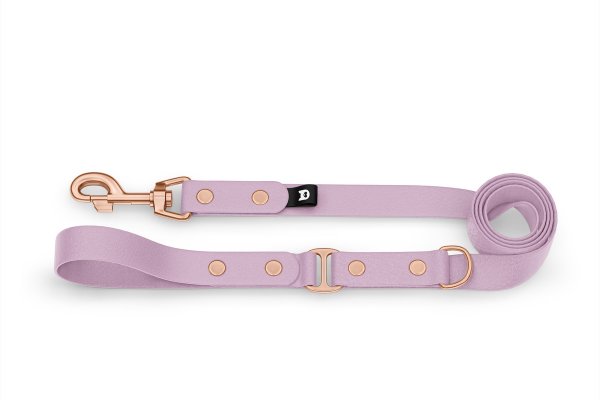 Duo-Leine für Hunde: Flieder & Flieder mit Komponenten aus Rosegold