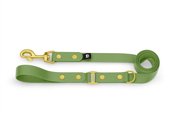 Duo-Leine für Hunde: Oliv & Oliv mit Komponenten aus Gold