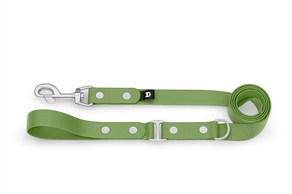 Duo-Leine für Hunde: Oliv & Oliv mit Komponenten aus Silber