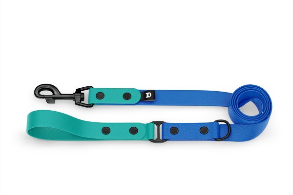 Duo-Leine für Hunde: Pastellgrün & Blau mit Komponenten aus Schwarz