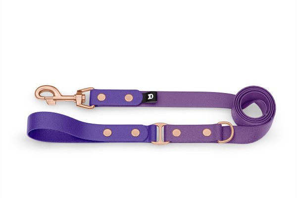 Duo-Leine für Hunde: Violett & Purpur mit Komponenten aus Rosegold