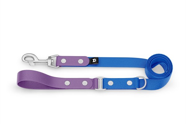 Duo-Leine für Hunde: Purpur & Blau mit Komponenten aus Silber