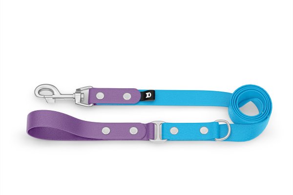 Duo-Leine für Hunde: Purpur & Hellblau mit Komponenten aus Silber