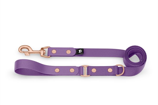 Duo-Leine für Hunde: Purpur & Purpur mit Komponenten aus Rosegold