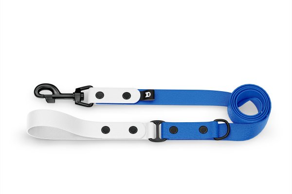 Duo-Leine für Hunde: Weiß & Blau mit Komponenten aus Schwarz