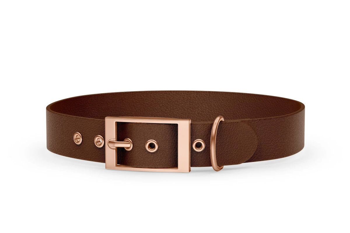 Abenteuerhalsband für Hunde: Dunkelbraun mit Rosegold