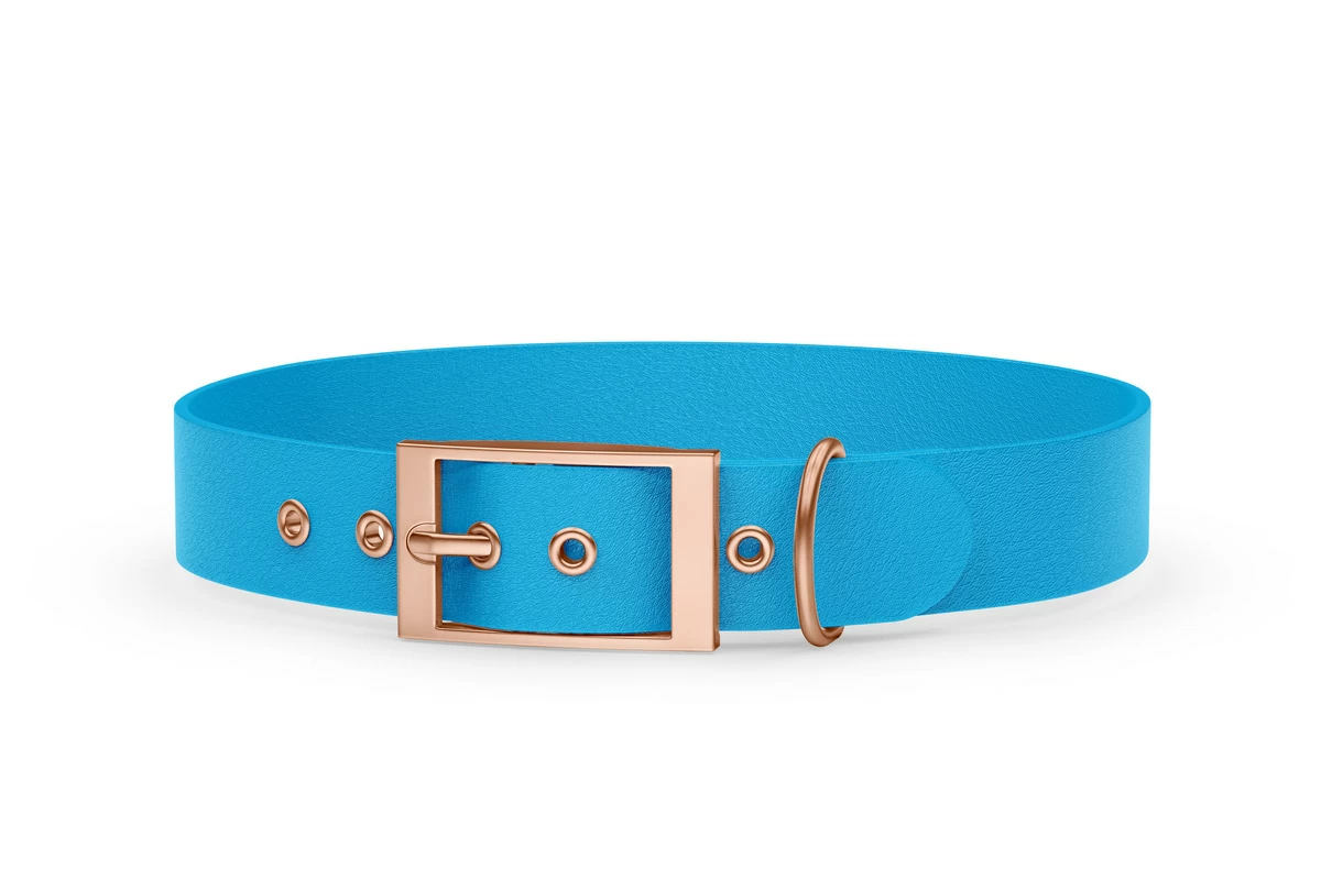 Abenteuerhalsband für Hunde: Hellblau mit Rosegold