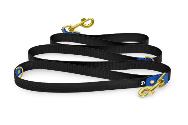 Reduzierte Hundeleine: Blau und Schwarz mit Gold-Komponenten