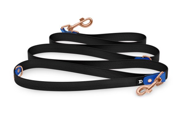 Reduzierte Hundeleine: Blau und Schwarz mit Rosegold-Komponenten