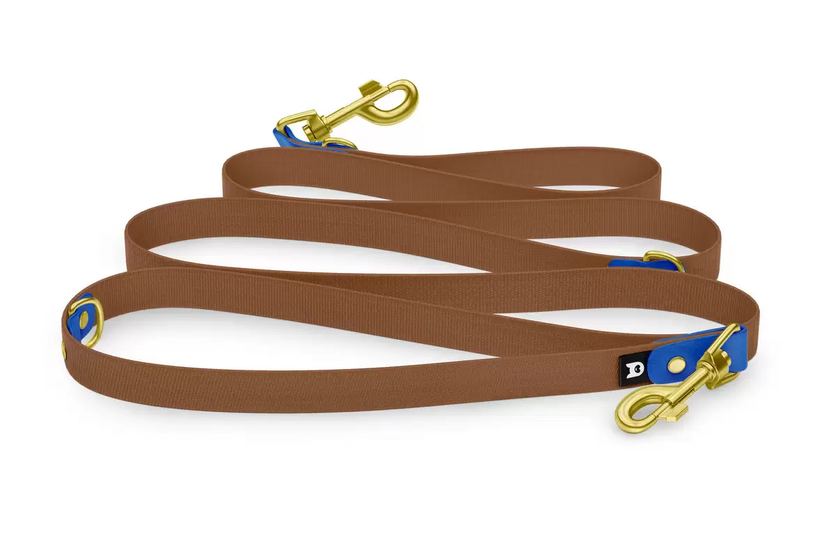 Reduzierte Hundeleine: Blau und mit Gold-Komponenten