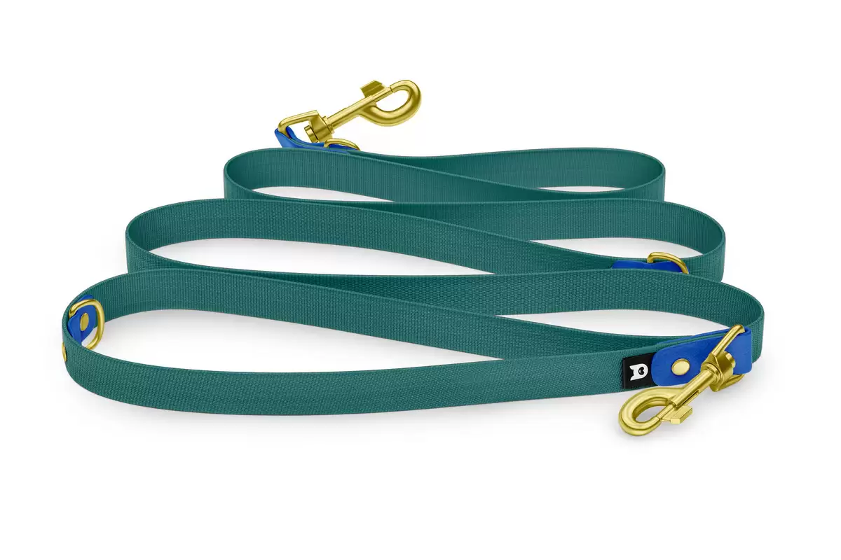 Reduzierte Hundeleine: Blau und mit Gold-Komponenten