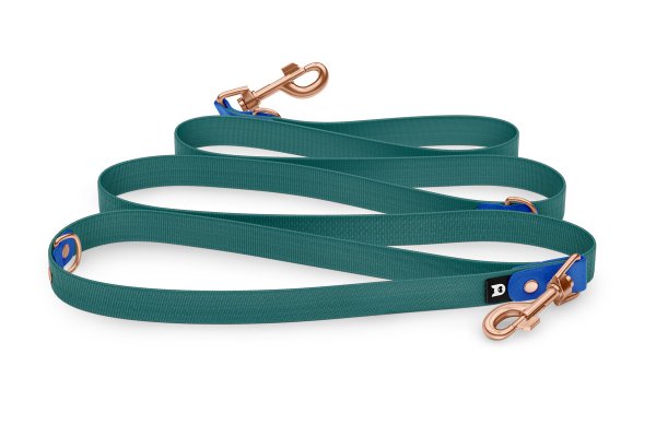 Reduzierte Hundeleine: Blau und mit Rosegold-Komponenten