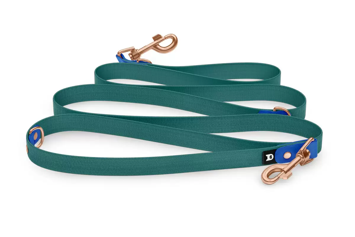 Reduzierte Hundeleine: Blau und mit Rosegold-Komponenten