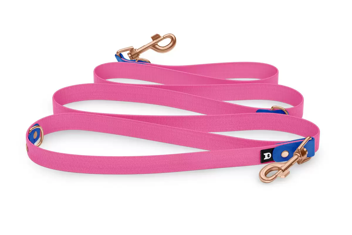 Reduzierte Hundeleine: Blau und mit Rosegold-Komponenten