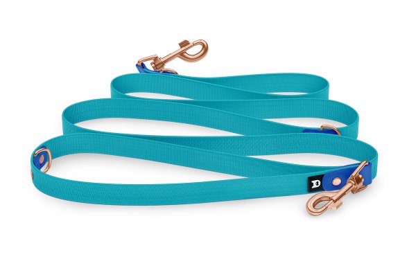 Reduzierte Hundeleine: Blau und mit Rosegold-Komponenten