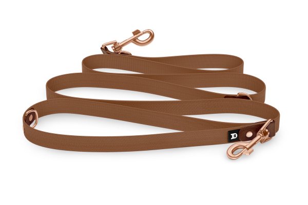 Reduzierte Hundeleine: Dunkelbraun und mit Rosegold-Komponenten
