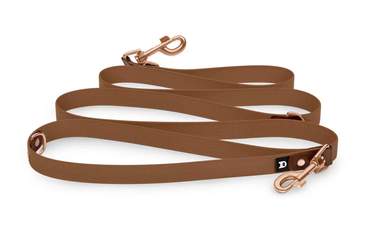Reduzierte Hundeleine: Dunkelbraun und mit Rosegold-Komponenten