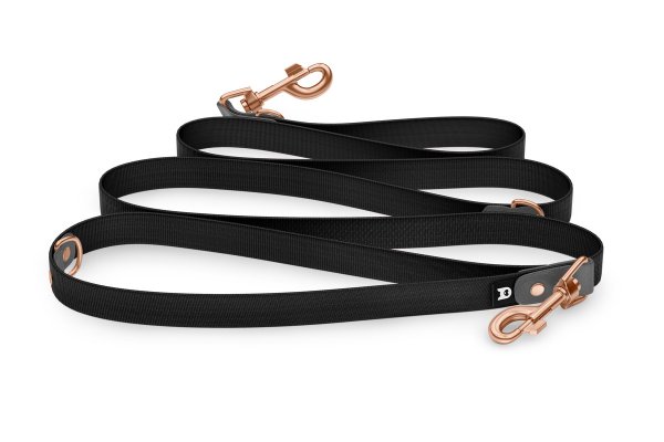 Reduzierte Hundeleine: Grau und Schwarz mit Rosegold-Komponenten