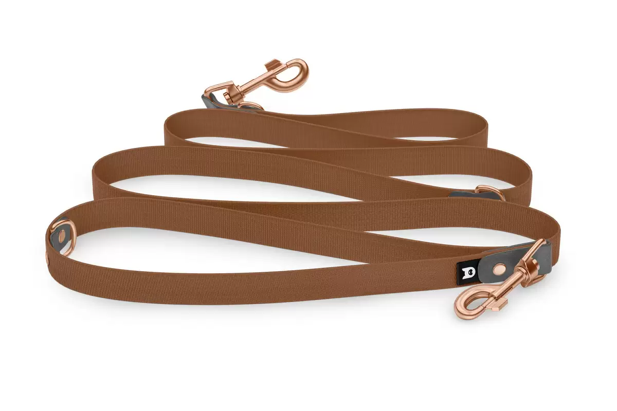 Reduzierte Hundeleine: Grau und mit Rosegold-Komponenten