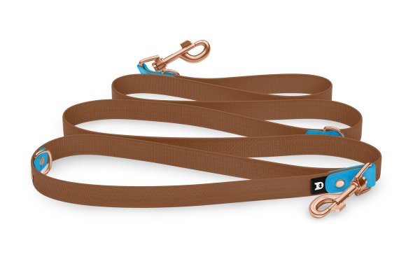 Reduzierte Hundeleine: Hellblau und mit Rosegold-Komponenten