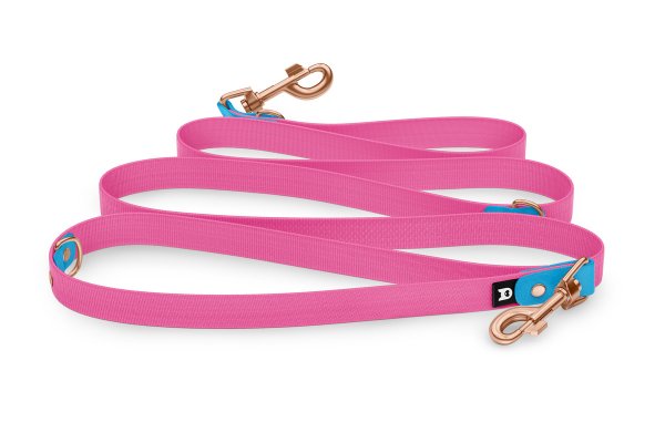 Reduzierte Hundeleine: Hellblau und mit Rosegold-Komponenten