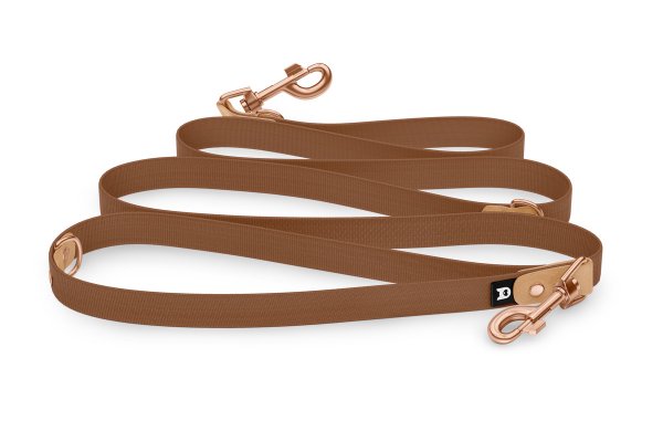 Reduzierte Hundeleine: Hellbraun und mit Rosegold-Komponenten